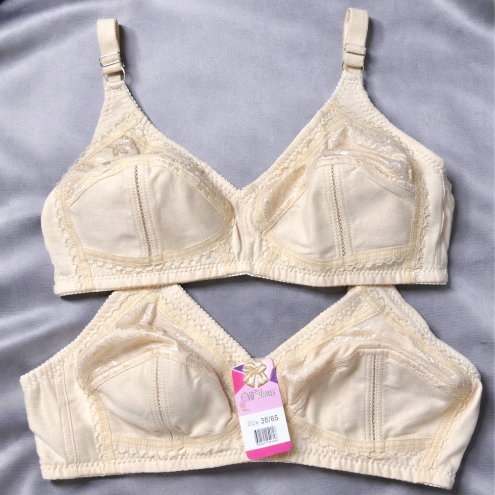 Soft Beige Crystalina Bra – Non-Padded Lace Design