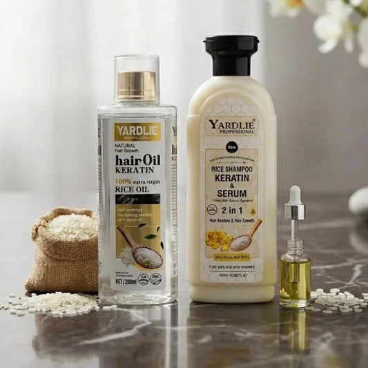 Yardlie Rice Hair Care Deal – Keratin Hair Oil + Rice Shampoo & Serum
