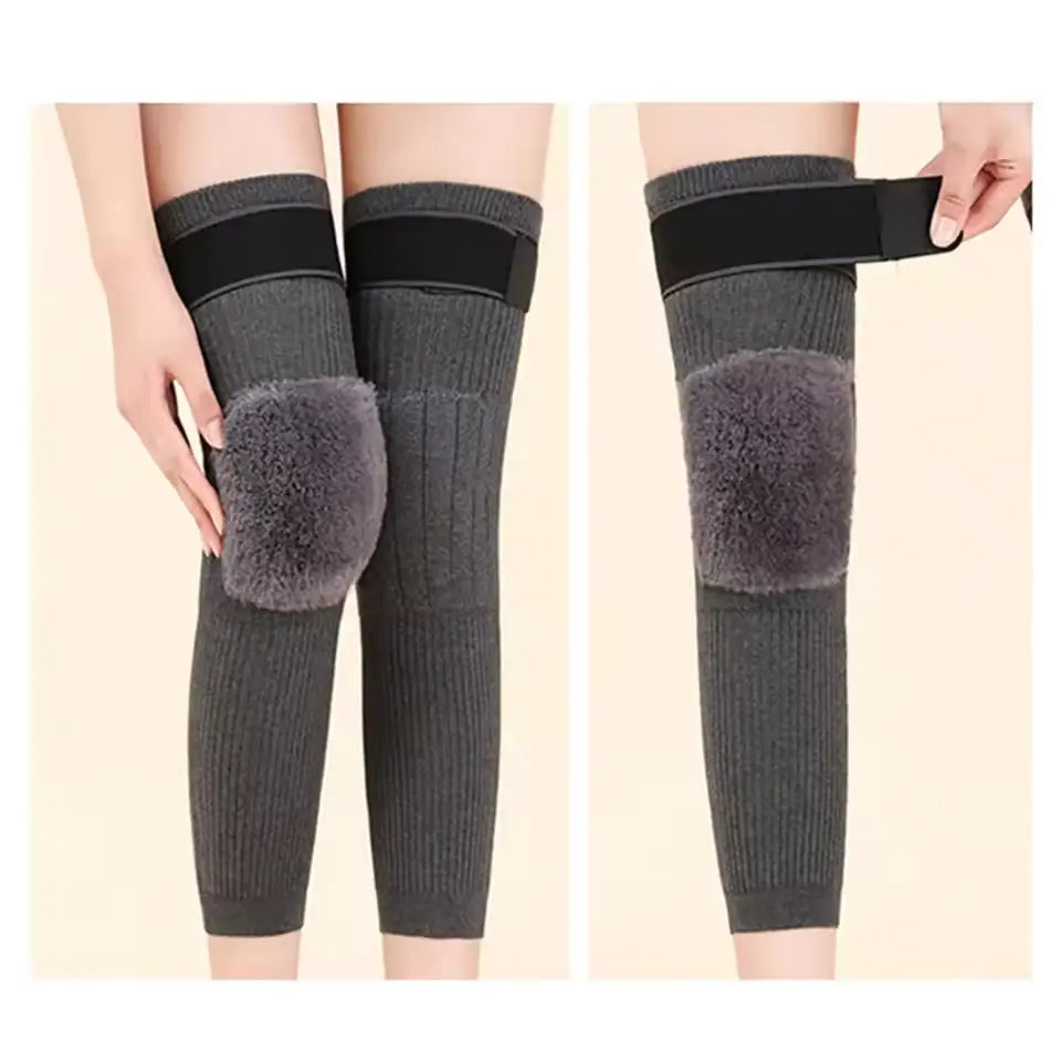 2PCS Cashmere Wool Knee Pads With Adjestable Strap