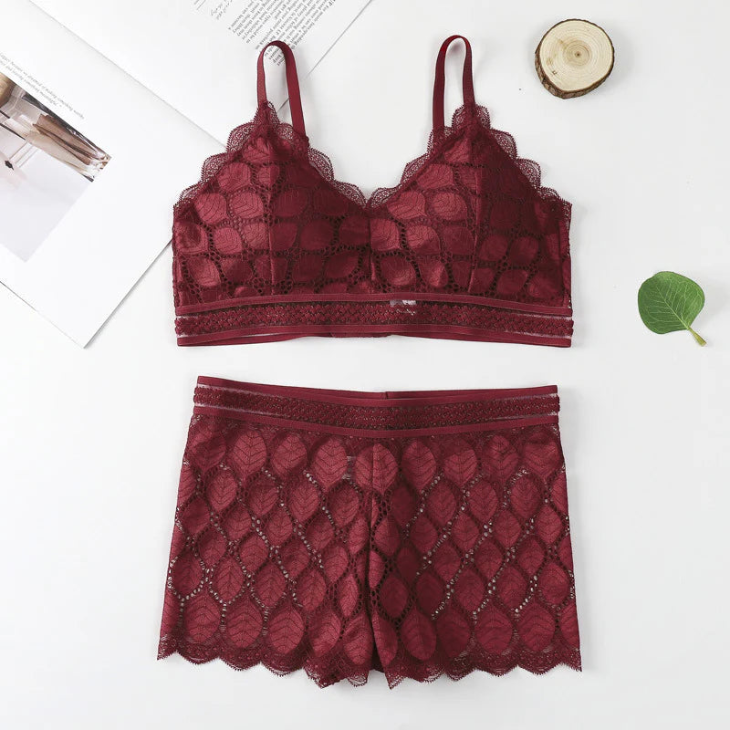 Modish Leaf Design Bra & Boxer Pair (28 - 36)