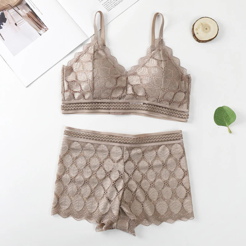 Modish Leaf Design Bra & Boxer Pair (28 - 36)