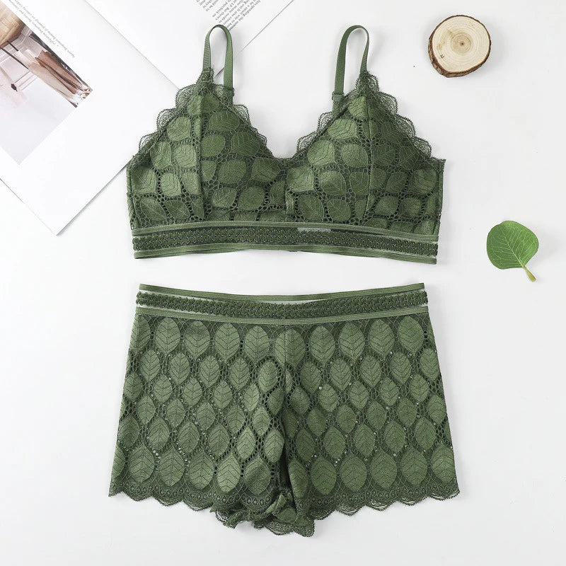 Modish Leaf Design Bra & Boxer Pair (28 - 36)