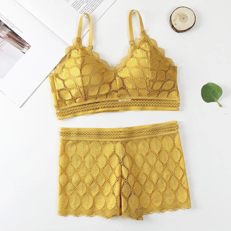 Modish Leaf Design Bra & Boxer Pair (28 - 36)