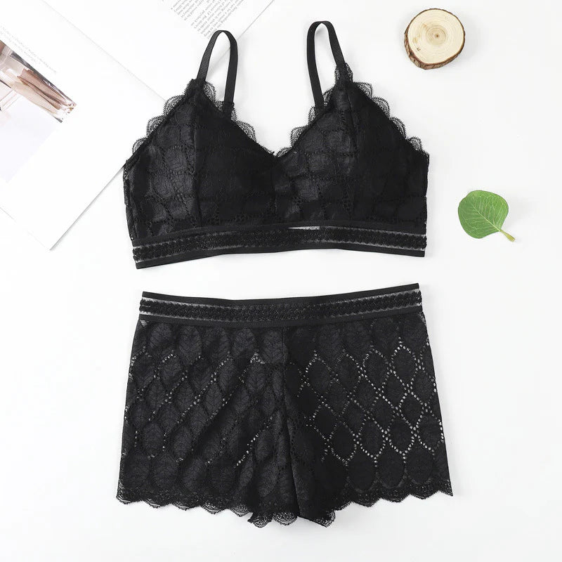 Modish Leaf Design Bra & Boxer Pair (28 - 36)